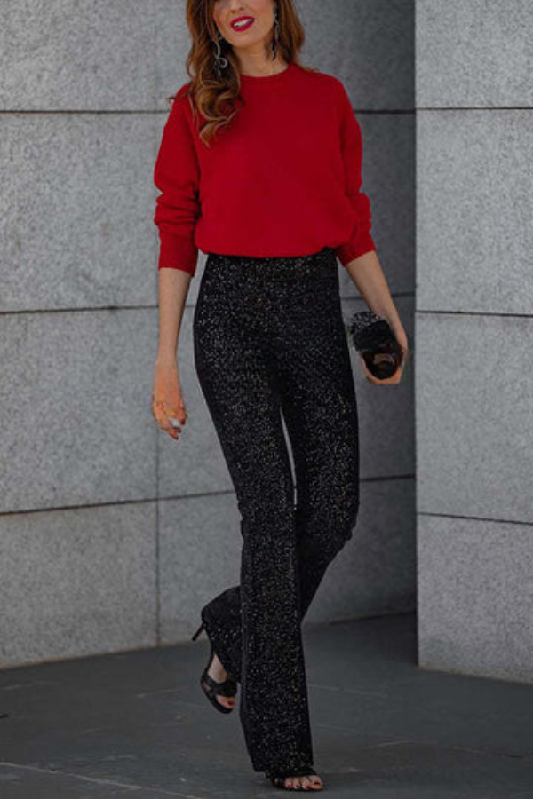 Naila - Flared leggings with high waist and sparkling details