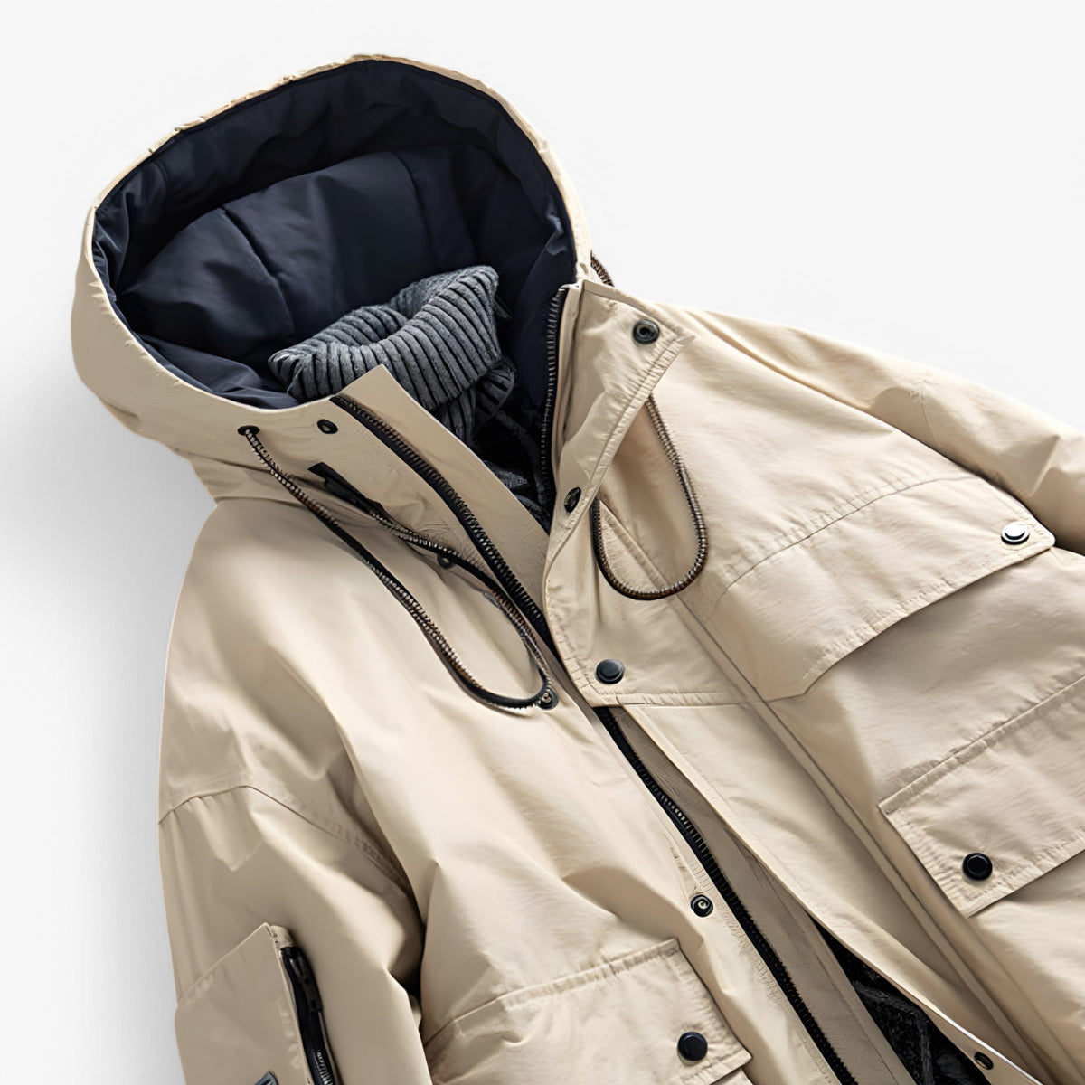 CuffLock - Men's Winter Parka With Removable Hood And Multiple Pockets
