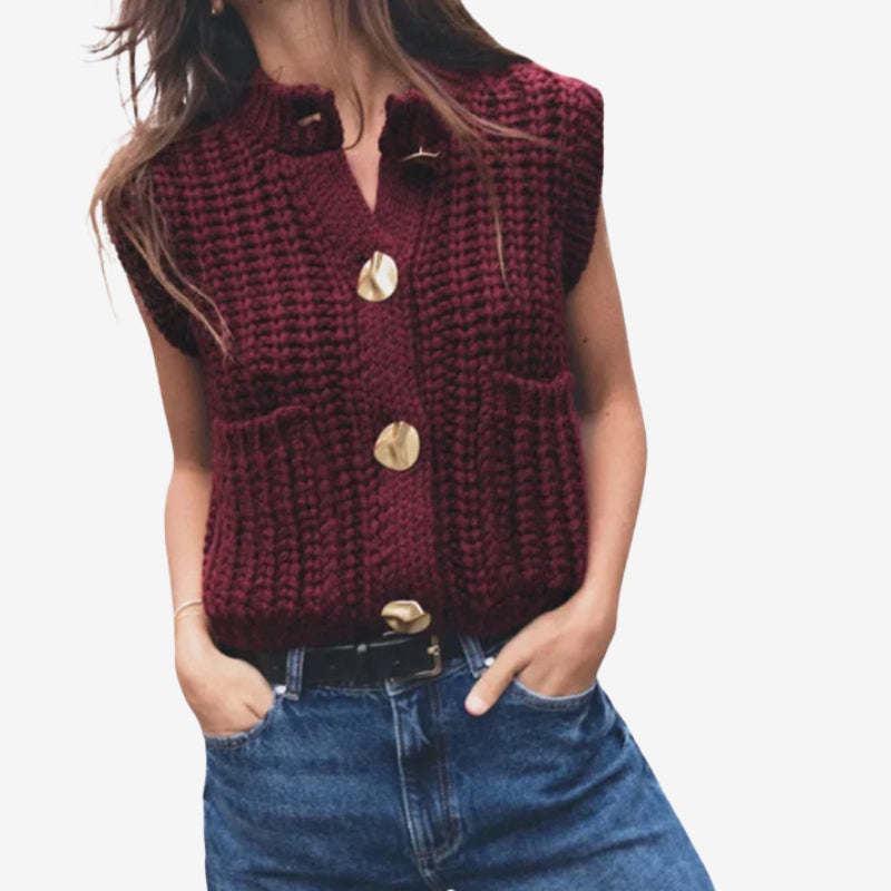 Maelis – Gilet senza maniche con tasche e bottoni