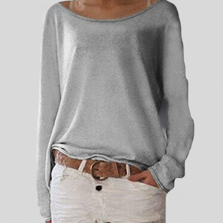 Lina – Blouse met lange mouwen, ronde hals en losvallend design