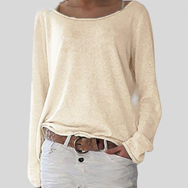 Lina – Blouse met lange mouwen, ronde hals en losvallend design