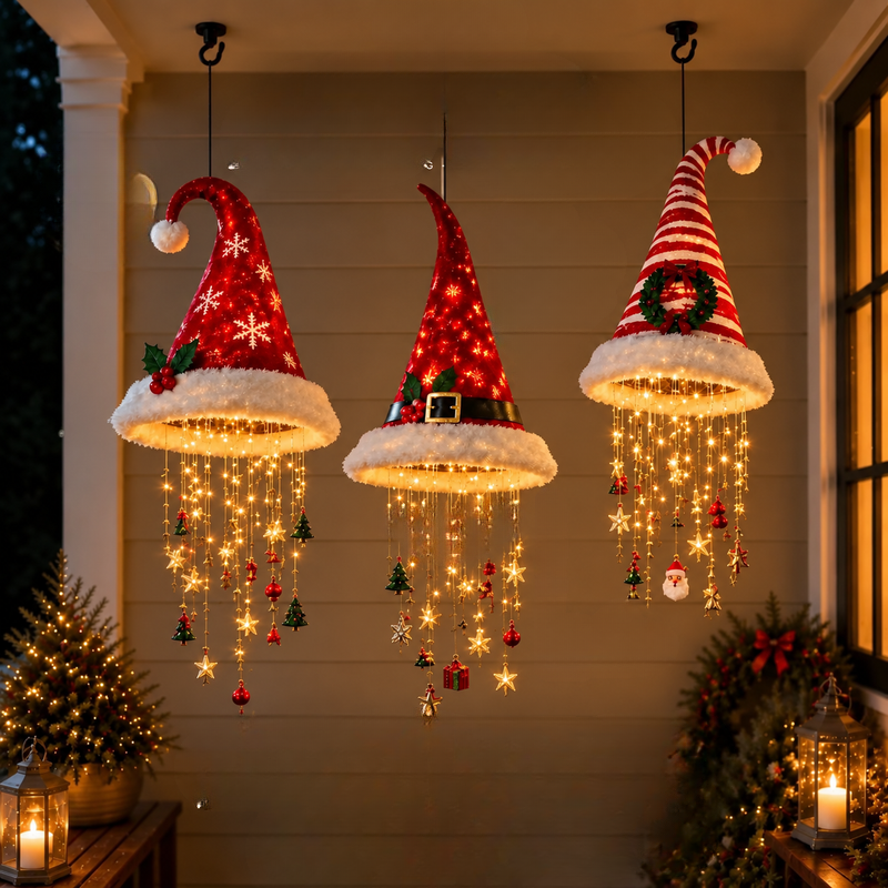 Gorro navideño colgante Yulehat - Decoración con luces LED