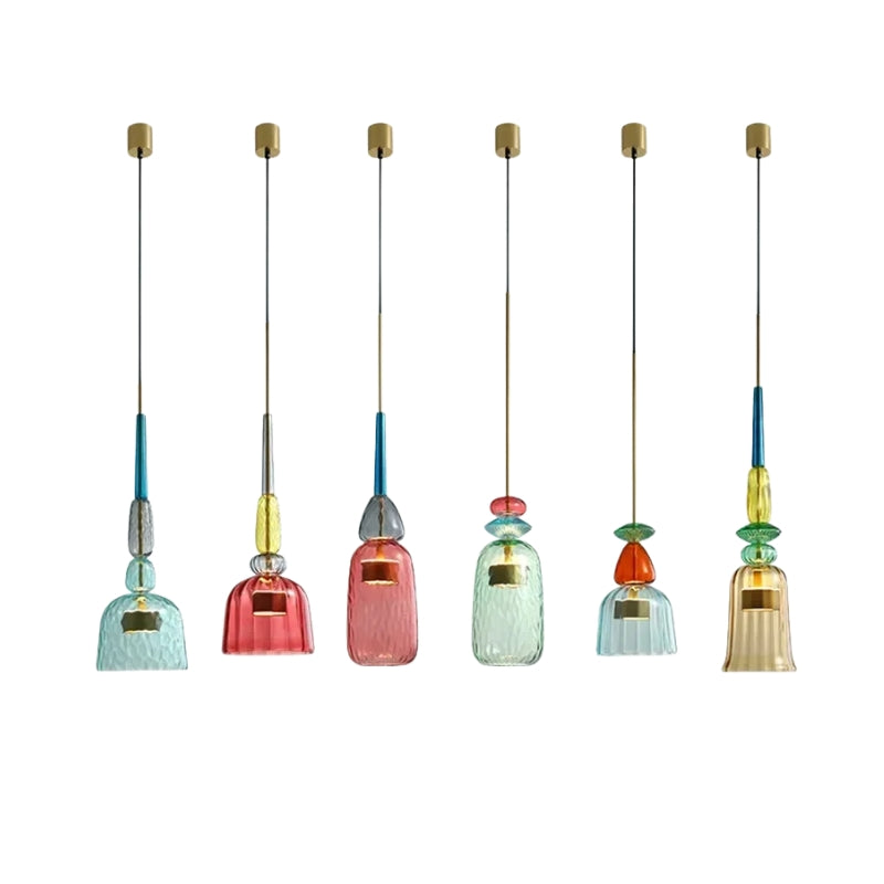 SphereGlow – LED Colorful Glass Pendant Light with Adjustable Height | Multicolor Ambient Lighting | Decorative Glass Stone Design | For Living & Dining Rooms