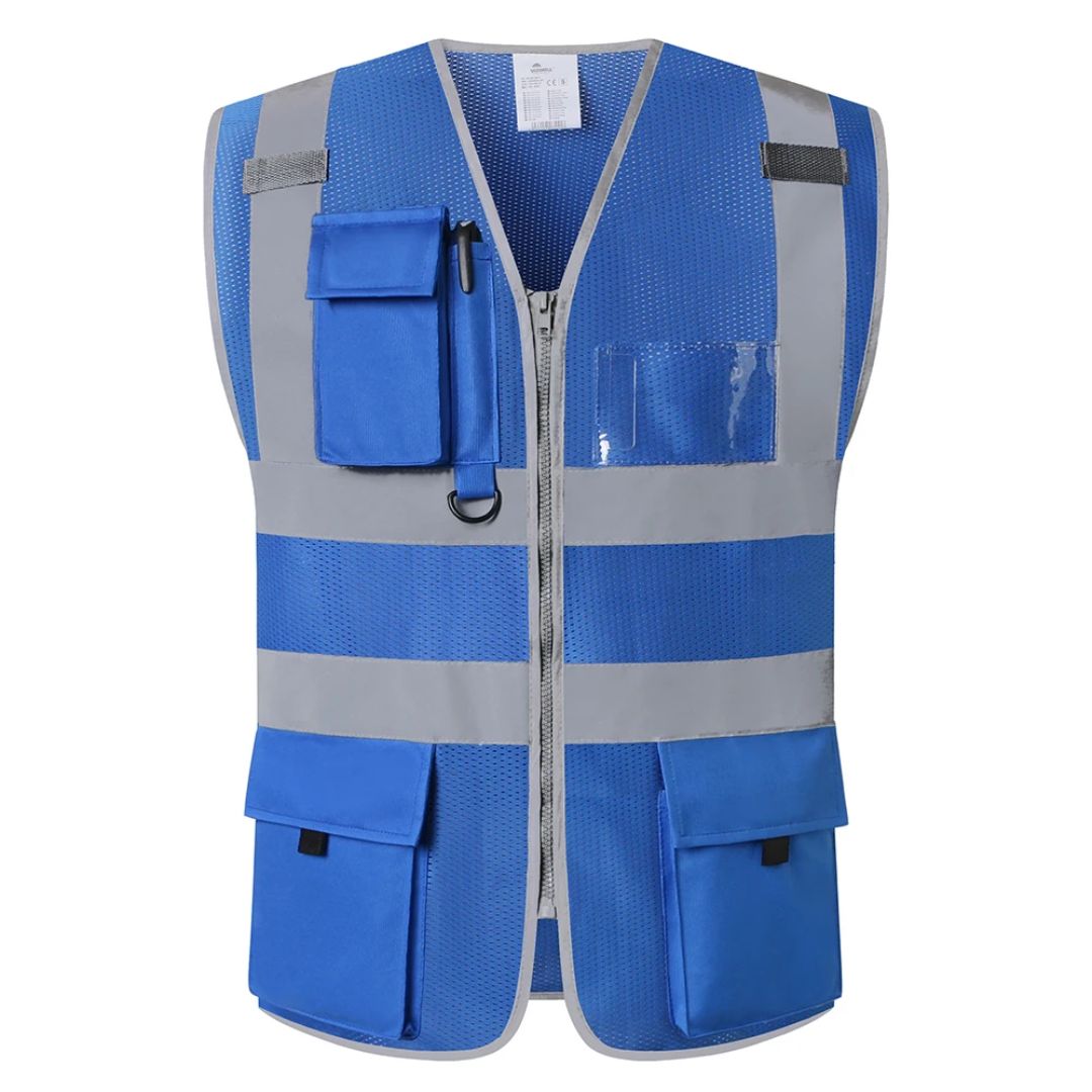 SafeGear - Vestă de siguranță cu vizibilitate ridicată, benzi reflectorizante și design cu multiple buzunare