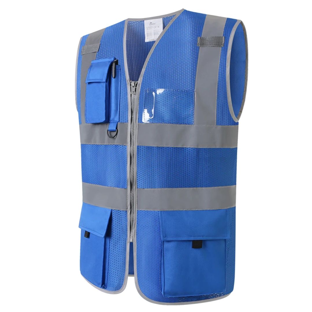SafeGear - Vestă de siguranță cu vizibilitate ridicată, benzi reflectorizante și design cu multiple buzunare