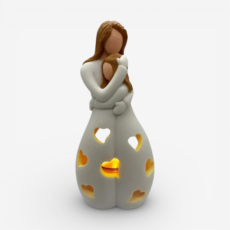 Regalo per la Festa della Mamma | Statua Portacandele Abbraccio Madre e Figlia