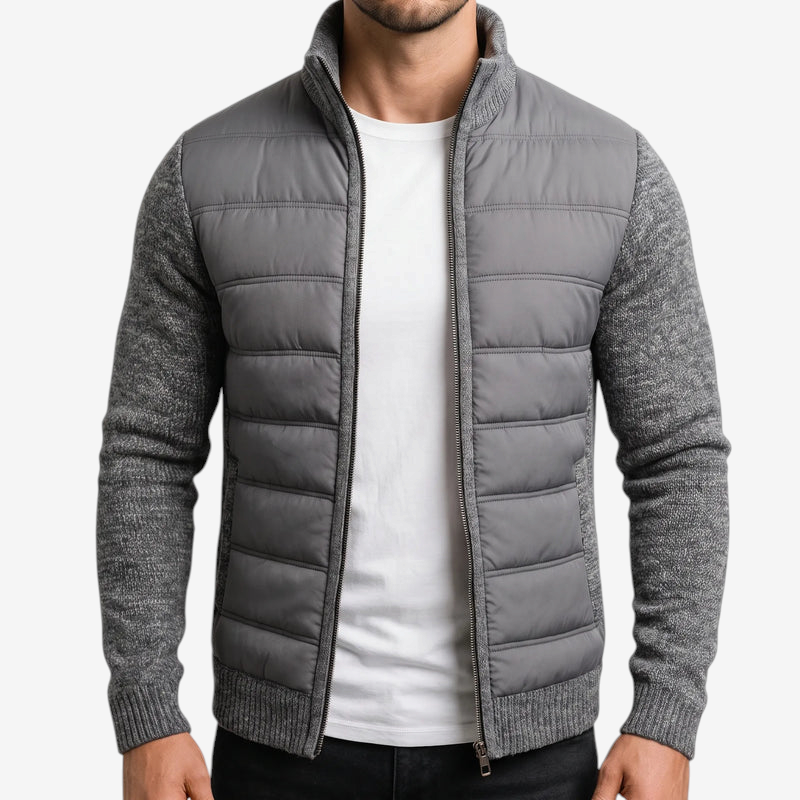QuiltWeave – Gilet matelassé avec manches en maille et col montant