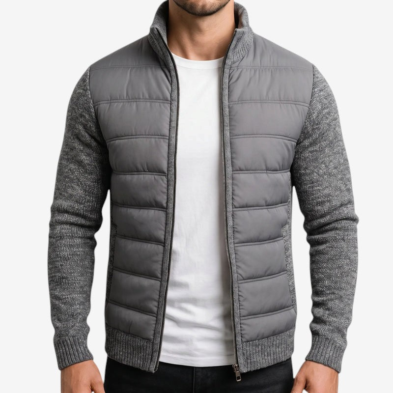QuiltWeave – Gilet matelassé avec manches en maille et col montant