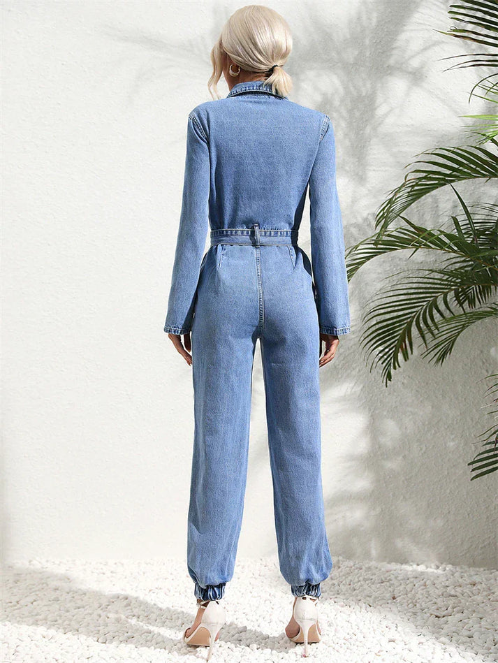 Denimora - Casual Denim Jumpsuit for Women with Belt