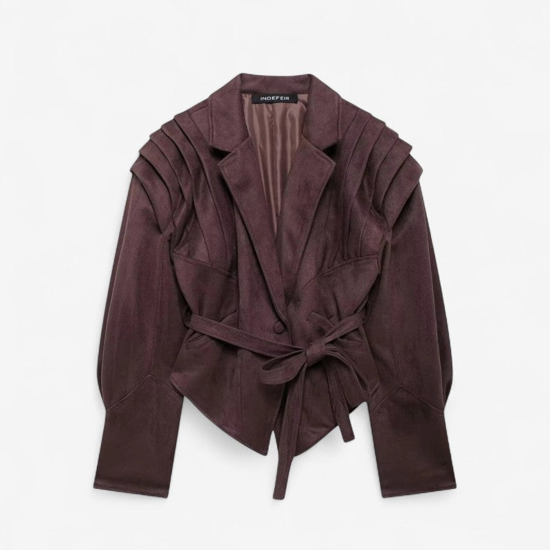Carolyn – Manteau à manches longues avec ceinture à la taille et boutons