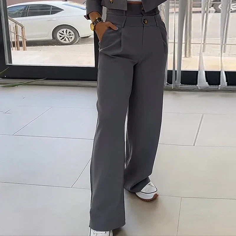 Chena - Set elegant din două piese cu sacou și pantaloni largi