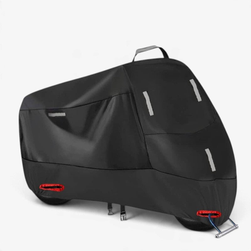 MotoShield - Funda para motocicleta con tiras reflectantes y aberturas reforzadas para candado