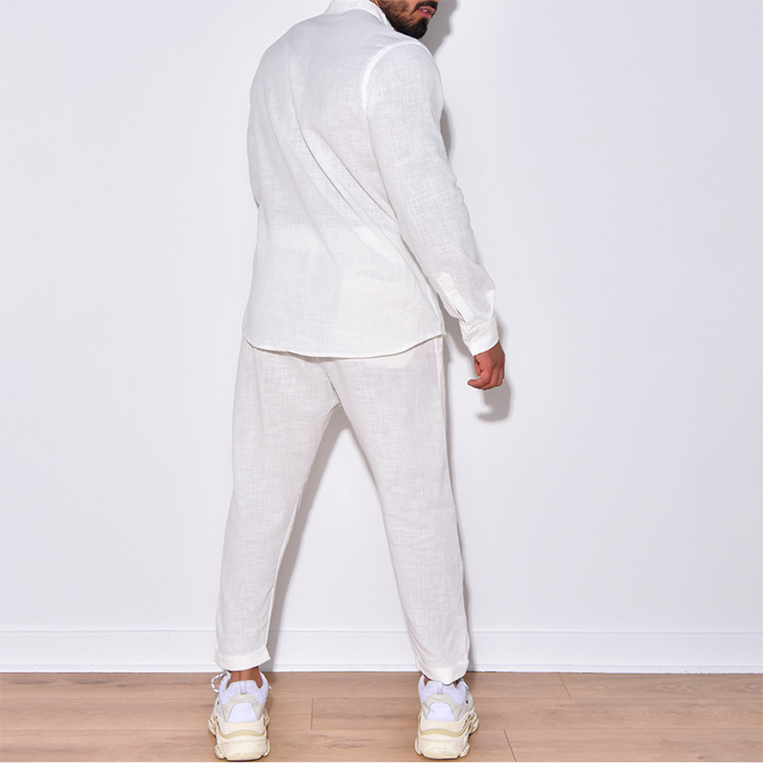 Leo - Camicia casual a maniche lunghe con pantaloni coordinati due pezzi