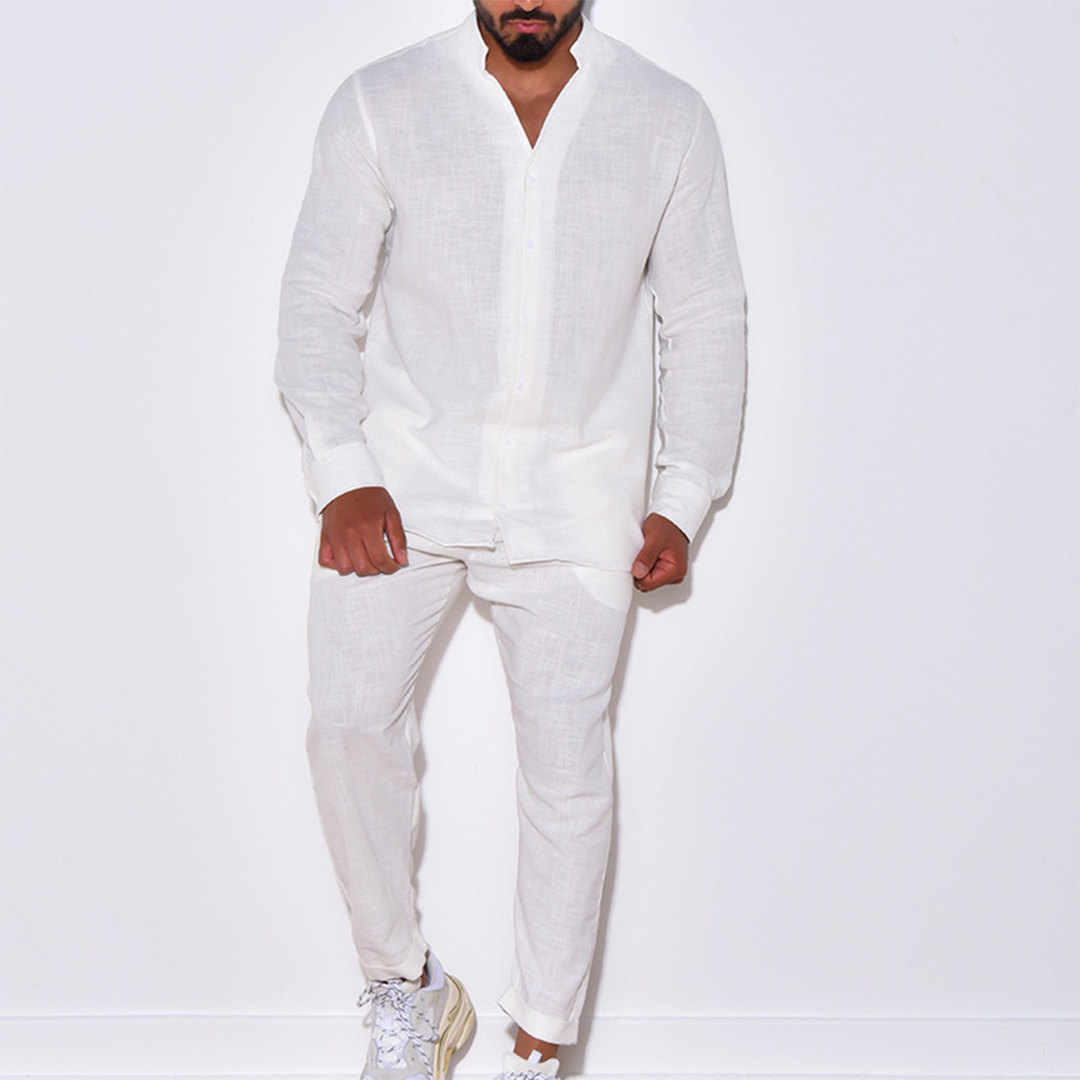 Leo - Camicia casual a maniche lunghe con pantaloni coordinati due pezzi