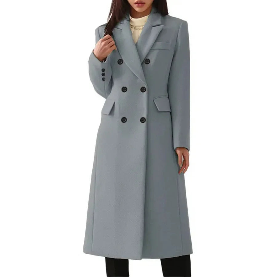 Charlotte - Cappotto lungo elegante con doppia fila di bottoni e collo a revers
