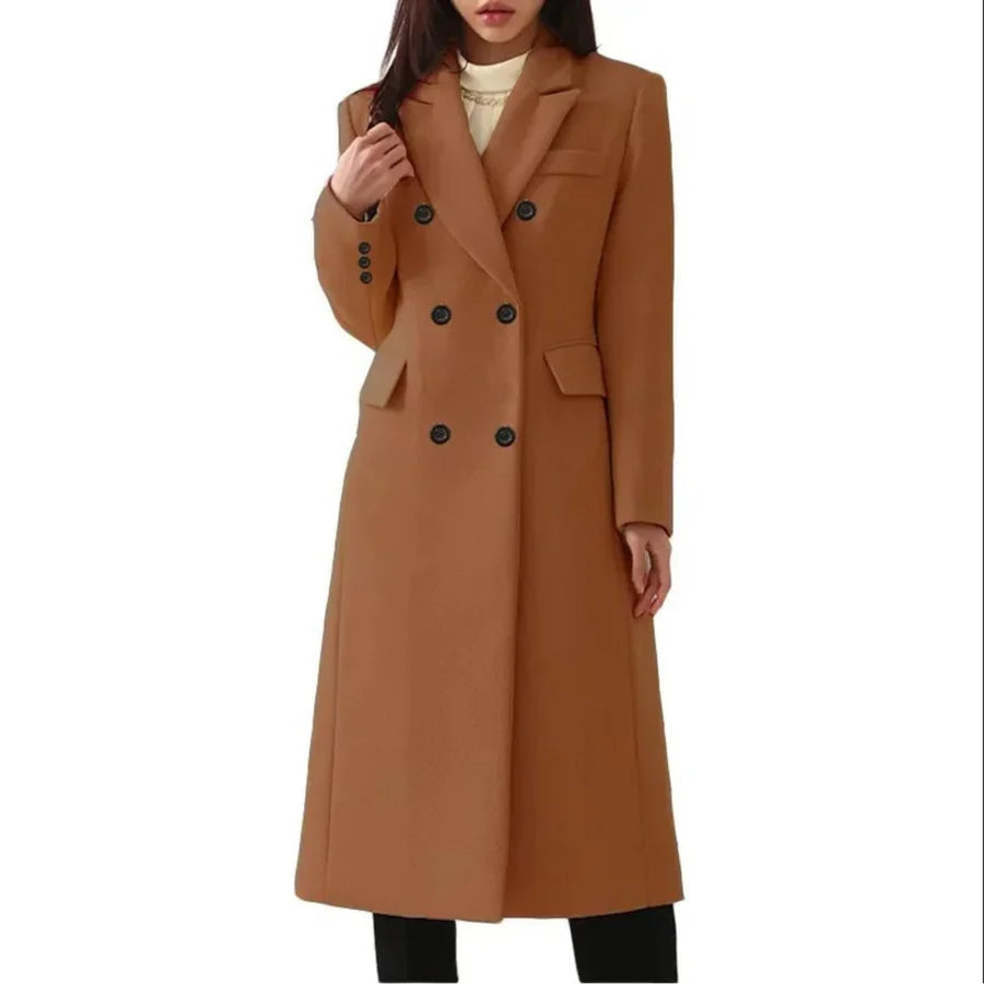 Charlotte - Cappotto lungo elegante con doppia fila di bottoni e collo a revers