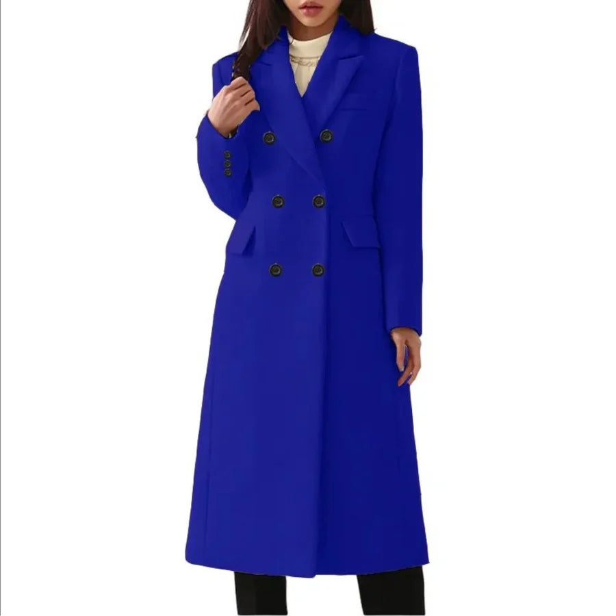 Charlotte - Cappotto lungo elegante con doppia fila di bottoni e collo a revers