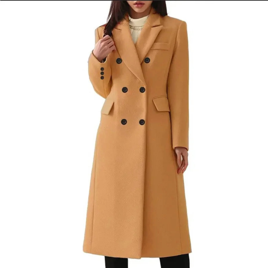 Charlotte - Cappotto lungo elegante con doppia fila di bottoni e collo a revers