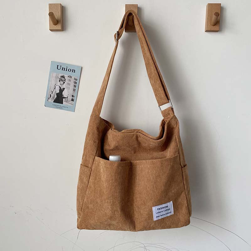 Emma - Stylish corduroy shoulder bag with adjustable straps