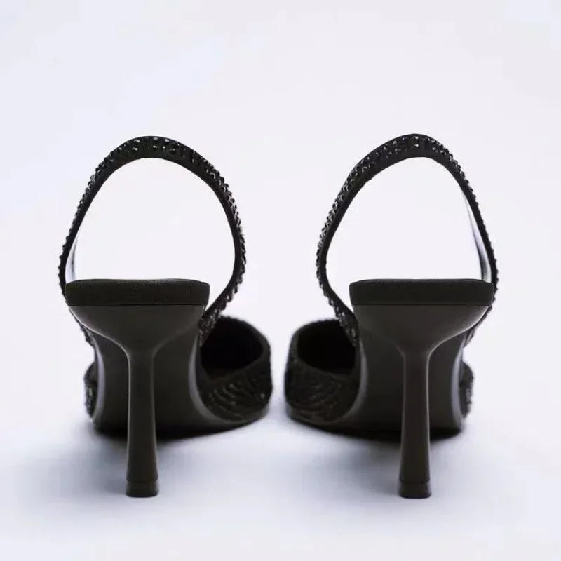 Julia – High heel sandals with narrow heel and textured back strap