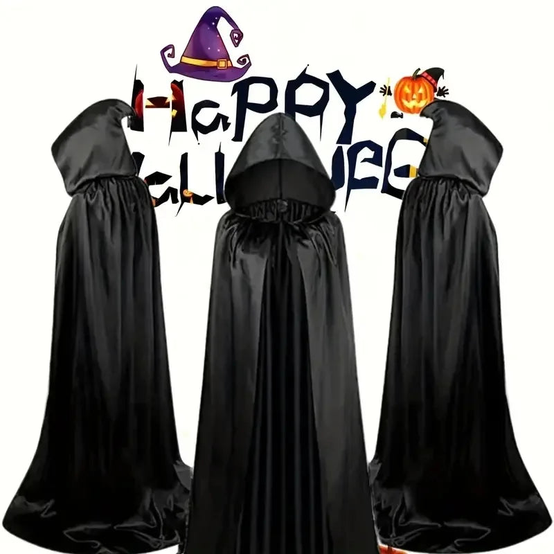 Black Hooded Cape for Halloween Cosplay