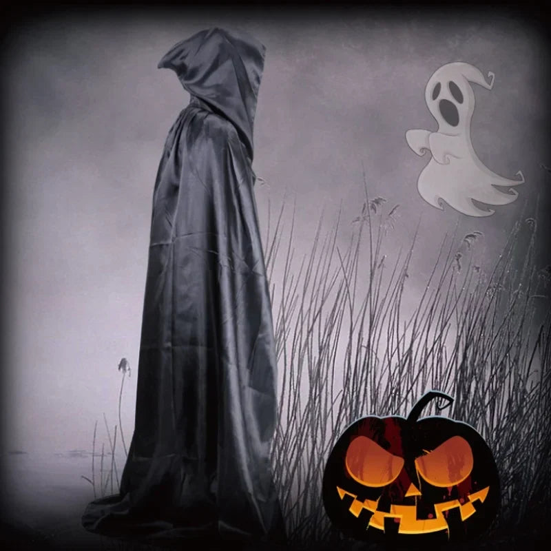 Black Hooded Cape for Halloween Cosplay