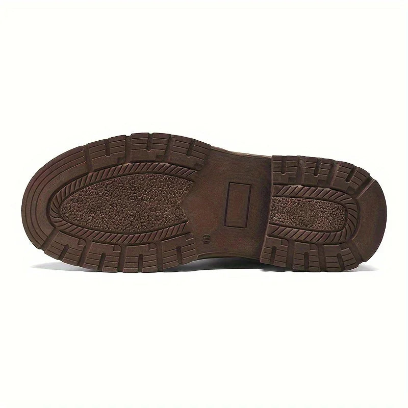 BootCrest - Men's Lace-Up Boots With Zipper And Thick Sole