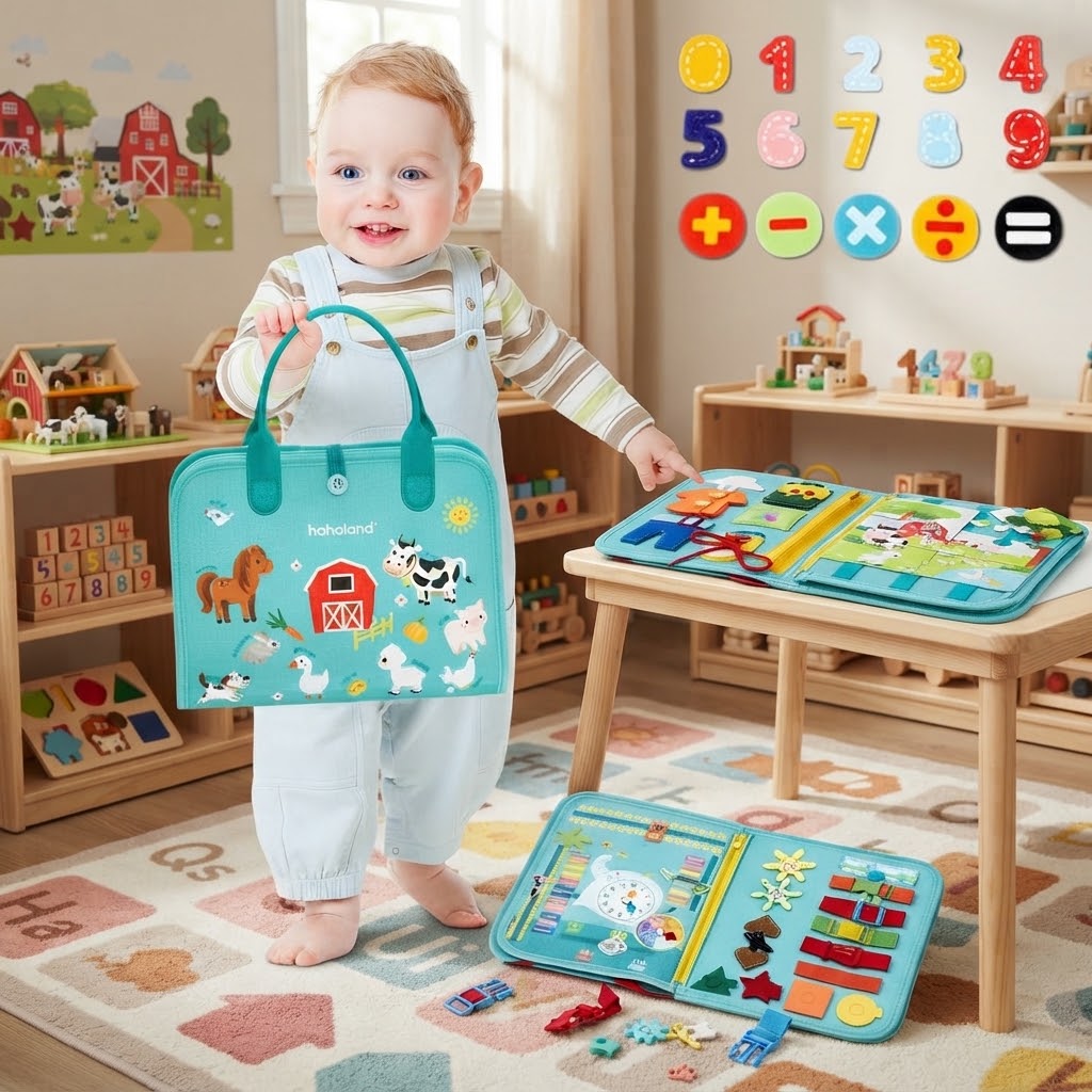 FeltLearn - tablica aktywności Montessori z elementami edukacyjnymi