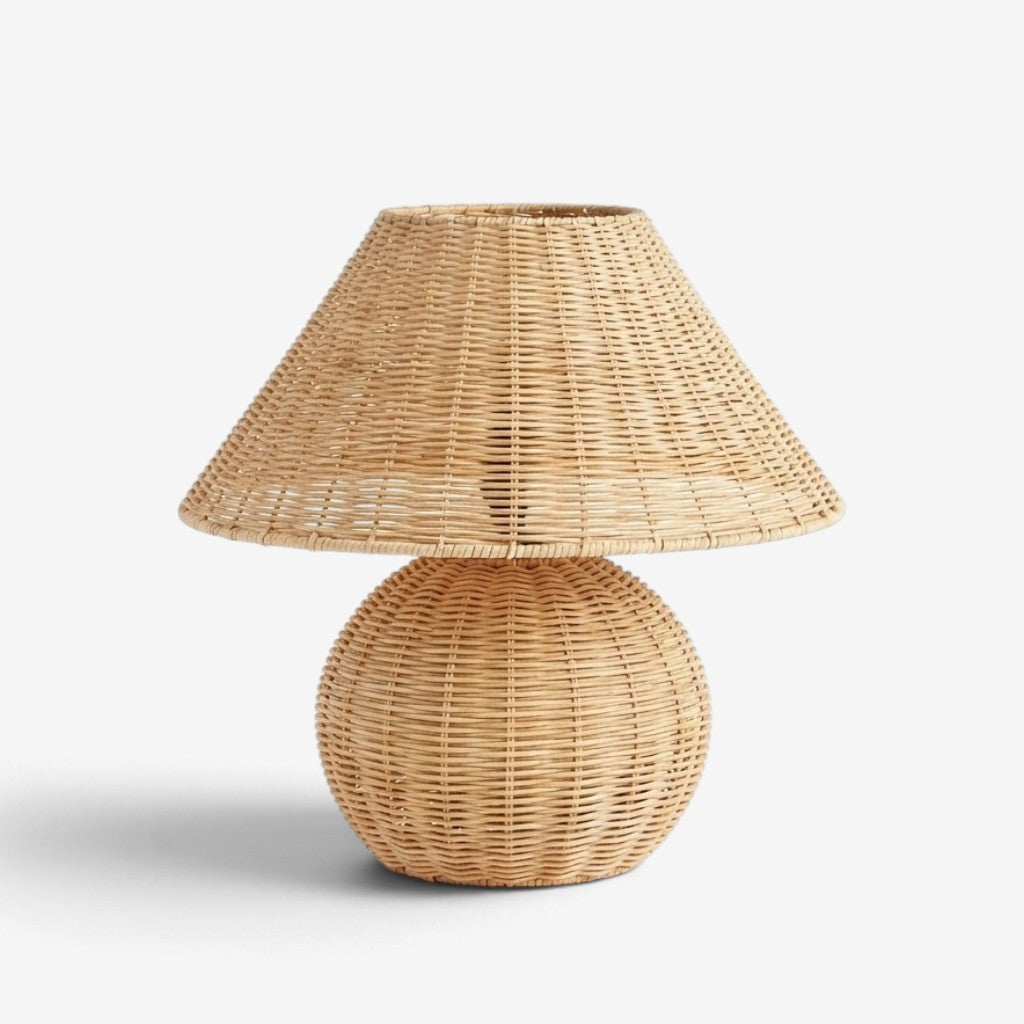 Bambora - Lampada da tavolo in bambù intrecciato alimentata tramite USB