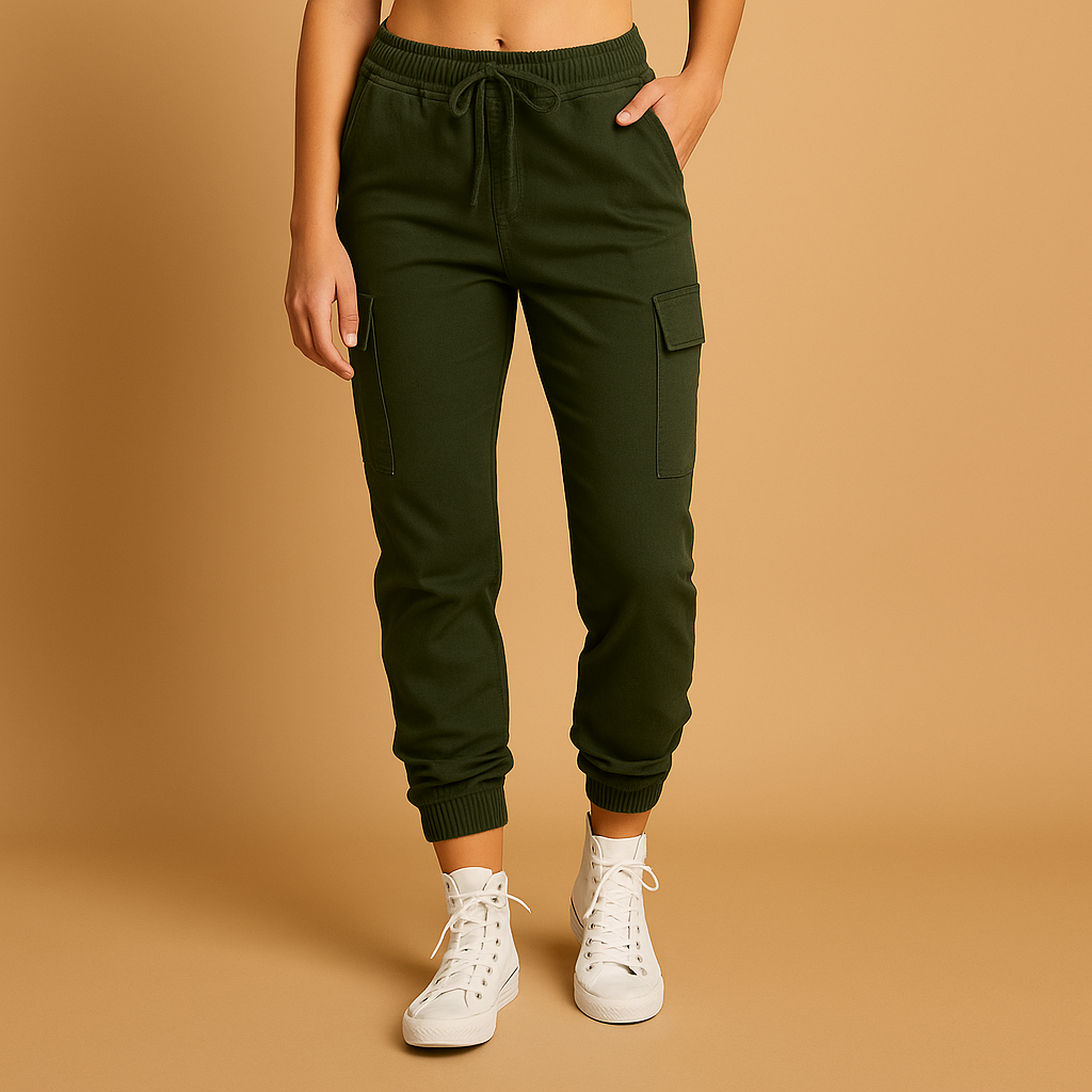 Lyra – Pantaloni cargo cambrați cu talie înaltă și buzunare practice