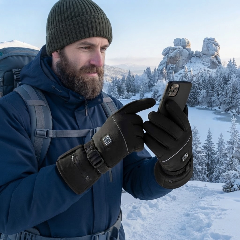 FrostRider – Heated Winter Motorcycle Gloves with Touchscreen Function