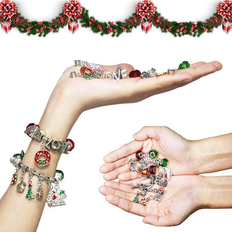 JingleCharms - Calendario dell’Avvento con bracciale con ciondoli e 24 ciondoli