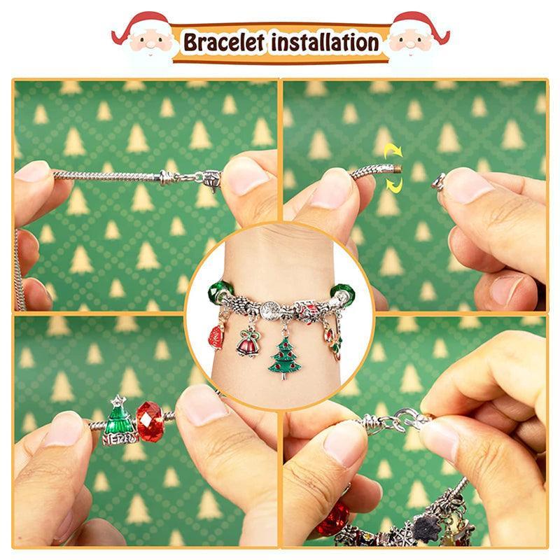 JingleCharms - Calendario dell’Avvento con bracciale con ciondoli e 24 ciondoli