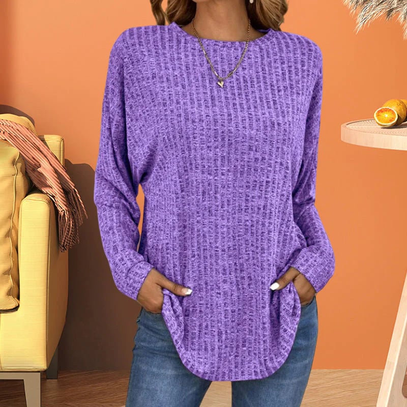 KnitEase - Haut en maille pour femme à col rond
