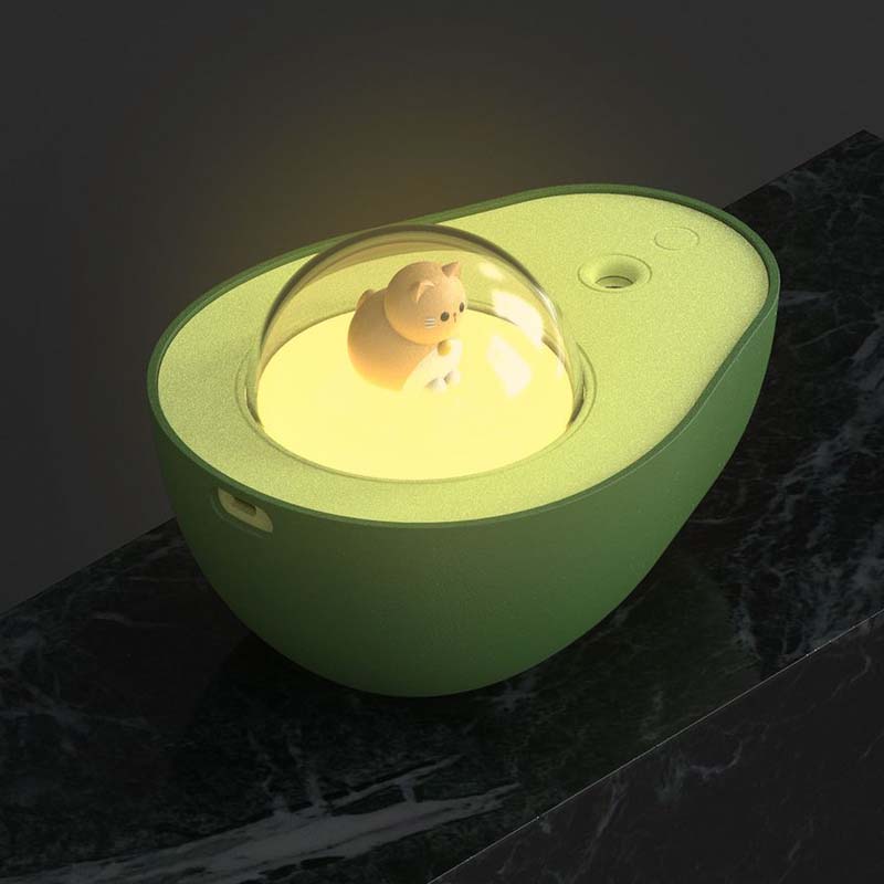 AvoBreeze - Humidificateur d'air compact en forme d'avocat avec diffusion de brume silencieuse et design moderne ludique