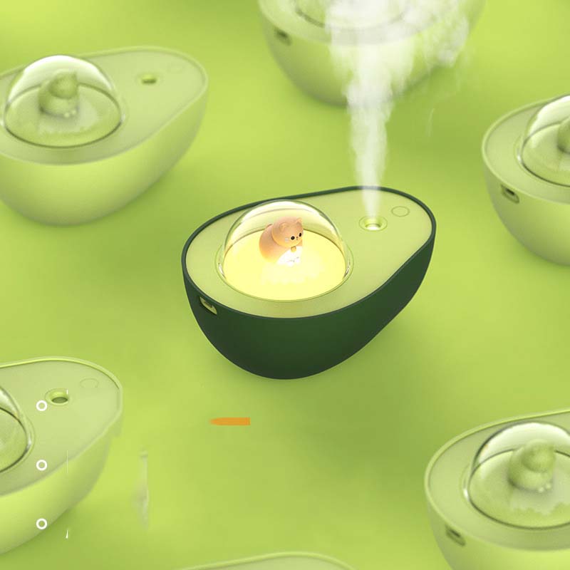 AvoBreeze - Humidificateur d'air compact en forme d'avocat avec diffusion de brume silencieuse et design moderne ludique