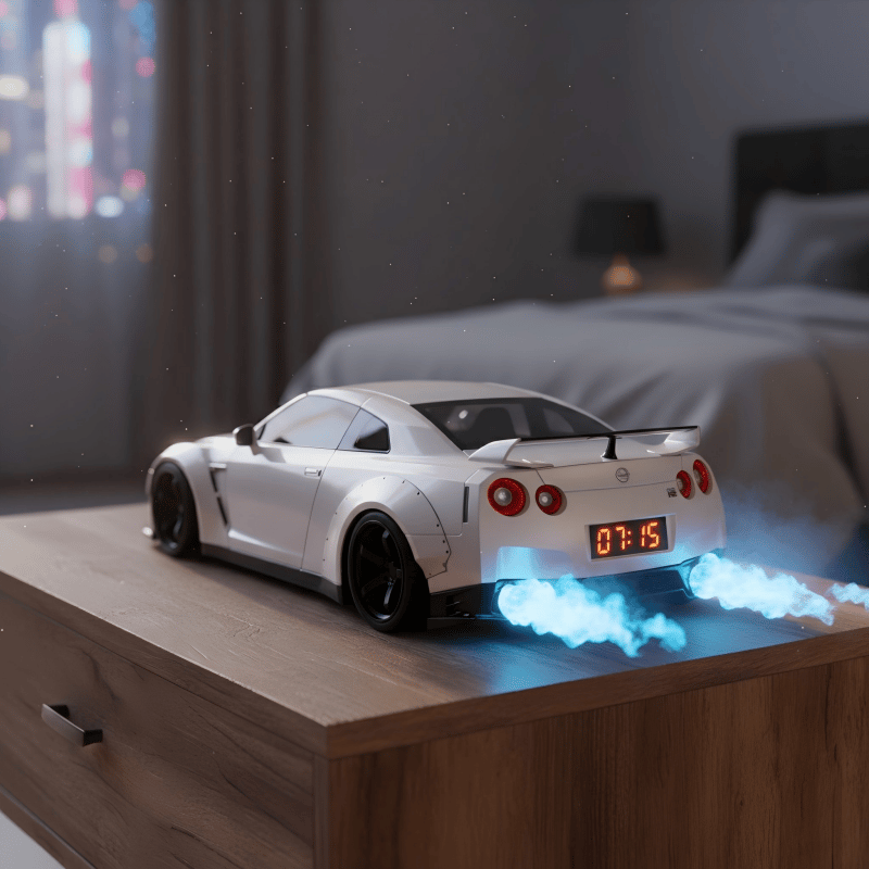 Gearglow - Réveil numérique avec affichage LED et sons de moteur simulés