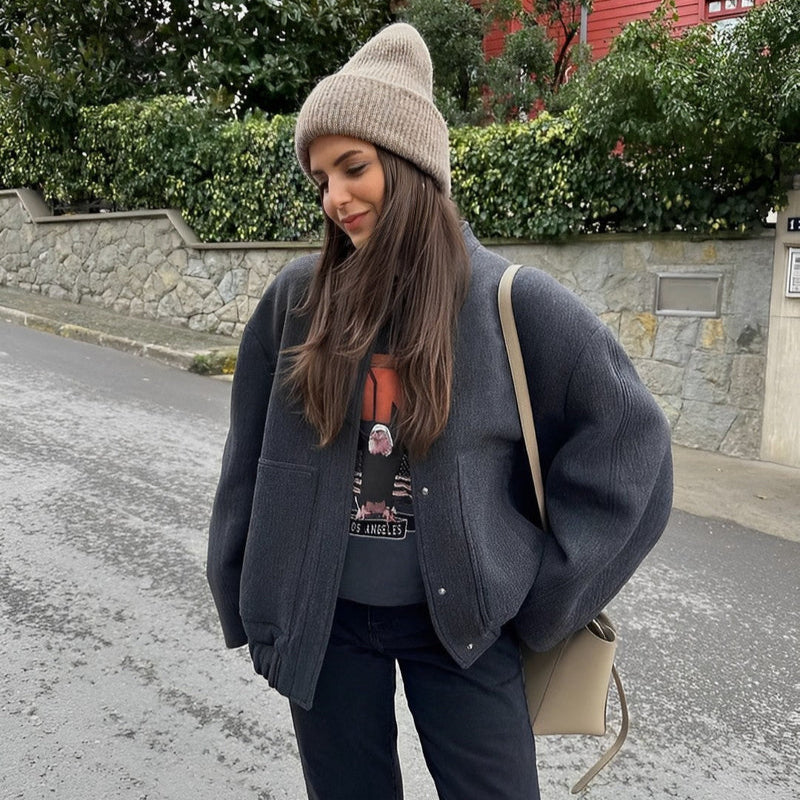 Thalia - Giacca bomber alla moda con vestibilità ampia e grandi tasche