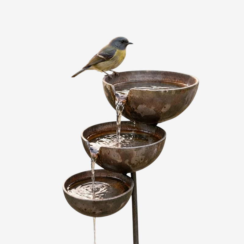 Rainavia – Bain d’oiseaux à 3 niveaux avec récupération de l’eau de pluie