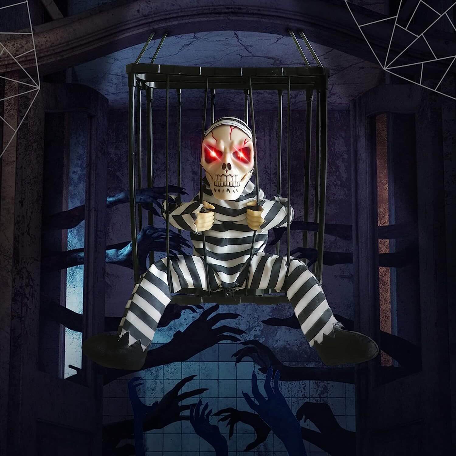Halloween Skeleton Prisoner Decoration with Sound