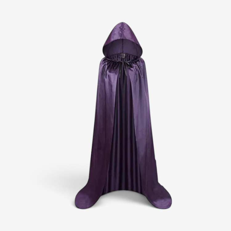 Mantello nero con cappuccio per Halloween e cosplay