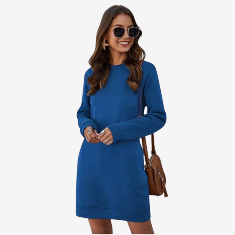 Elyndra - Rochie pulover cu mâneci lungi și gât rotund
