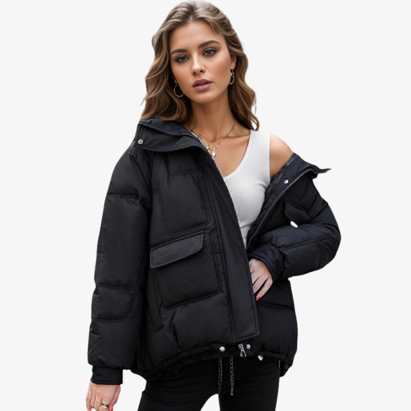 Hoodpuff - Piumino da donna con cappuccio e fondo regolabile
