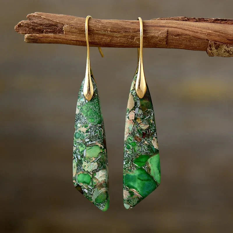 Amelia - Boucles d’oreilles géométriques bohèmes en pierres précieuses pour une élégance intemporelle