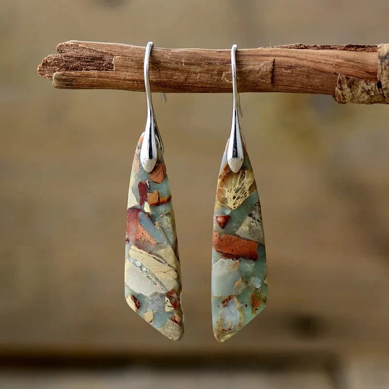Amelia - Boucles d’oreilles géométriques bohèmes en pierres précieuses pour une élégance intemporelle
