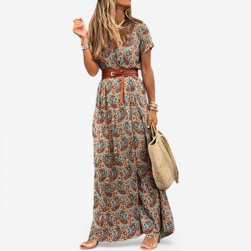 Rochie midi cu mâneci scurte și imprimeu floral