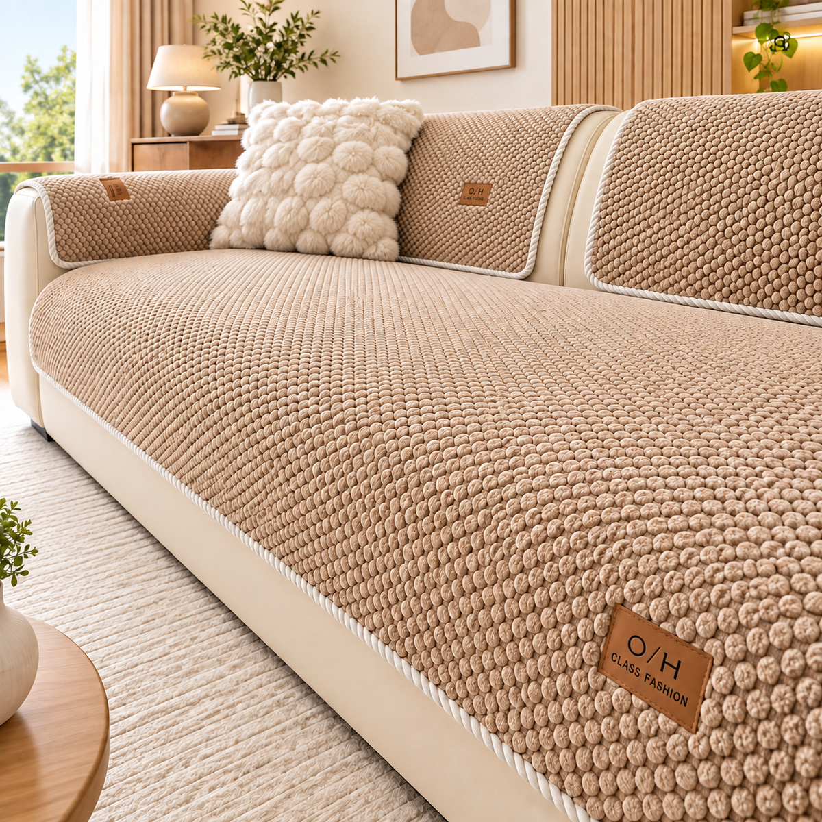 CoverNest - Sofa Cover With Textured Surface And Silica Backing