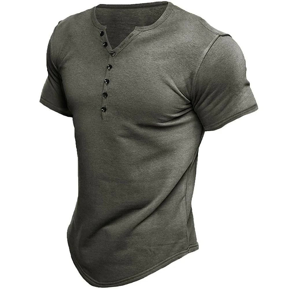 Max – T-shirt classique à manches courtes avec fermeture à boutons