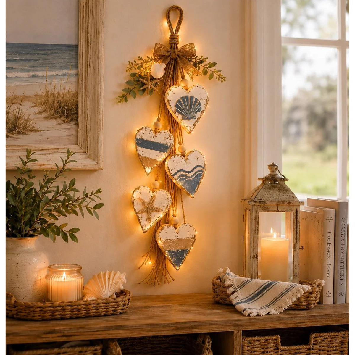 Decorazione da parete a forma di cuore in legno Lumheart con illuminazione LED