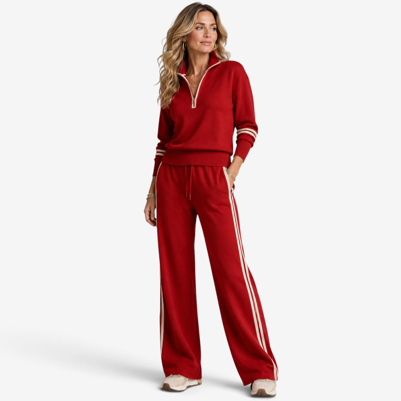 Athloria – Women's Two-Piece Set with Half-Zip Pullover